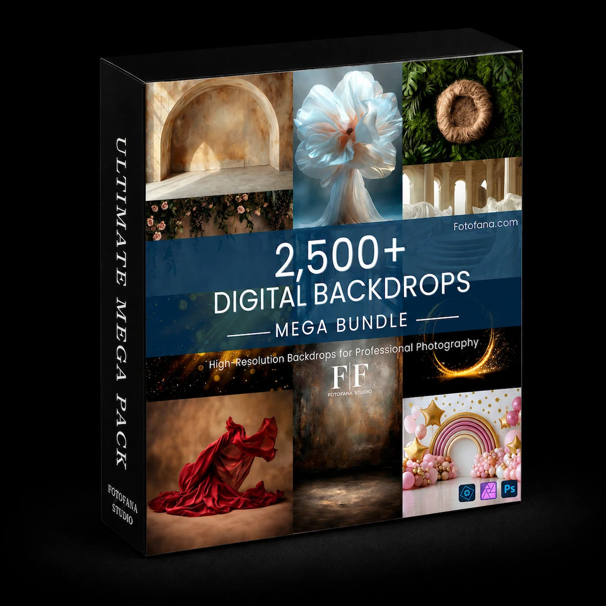 Ultimate Mega Pack with 2,500+ high-resolution digital backdrops for professional photography