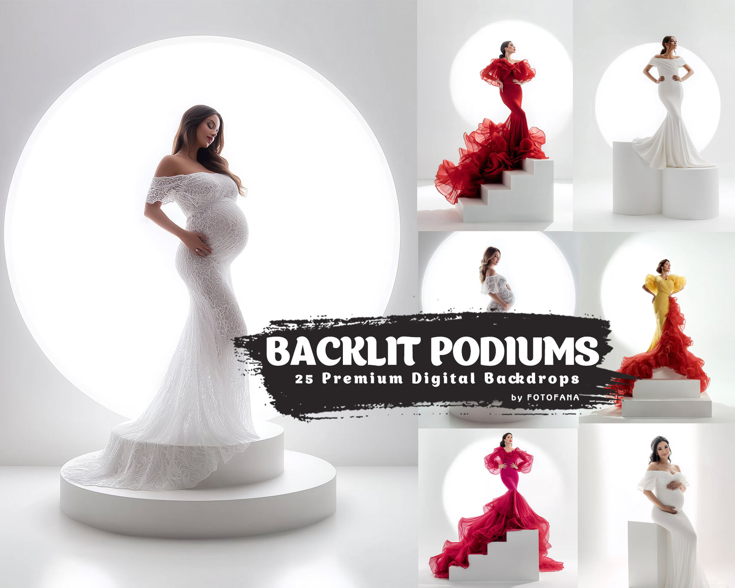 Backlit podium digital backdrop for portrait photography