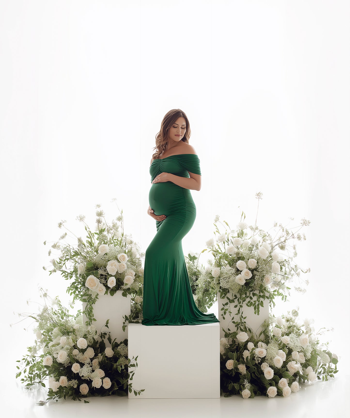 Digital backdrop with white floral arch