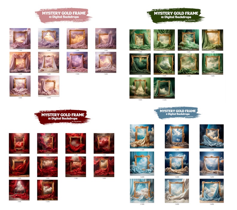 Mystery Gold Frame Digital Backdrops