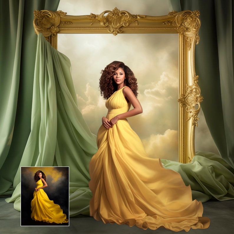 Mystery Gold Frame Digital Backdrops