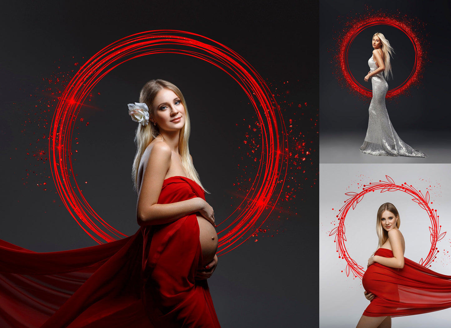 20 Red Circle Overlays Maternity Ring, Halo Maternity Frame, maternity rings, ring circles, ring effect Digital Backdrop PNG Maternity Halo