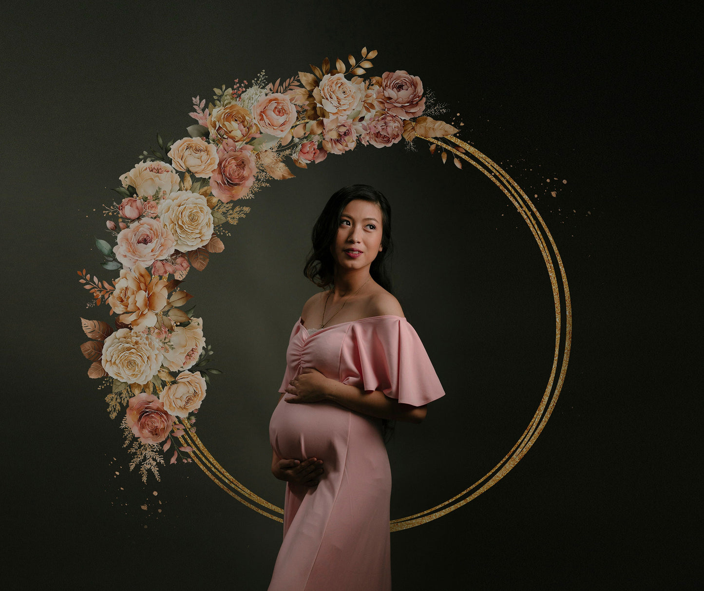 Floral Halo Maternity Rings Digital Overlays Maternity Backdrops Studio Backgraunds Photoshop Maternity Fine Art Textures Photoshop PNG