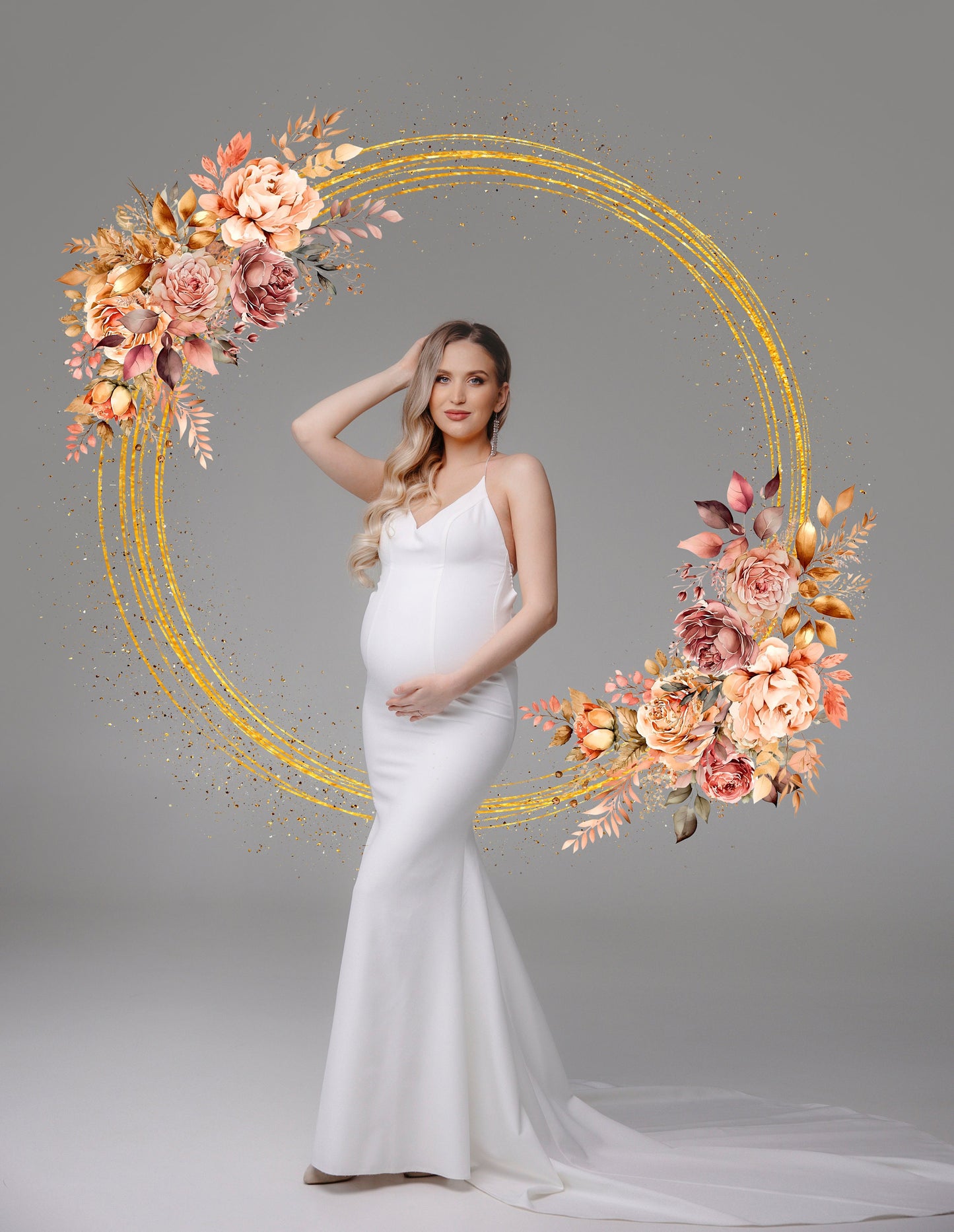 Floral Halo Maternity Rings Digital Overlays Maternity Backdrops Studio Backgraunds Photoshop Maternity Fine Art Textures Photoshop PNG
