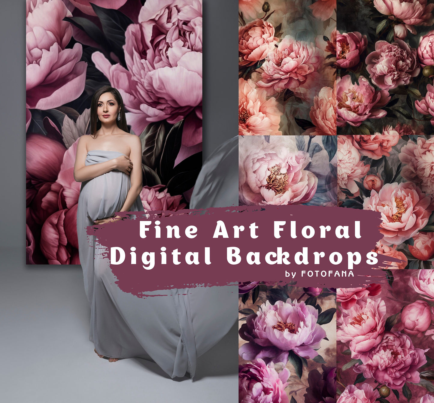 20 Fine Art Floral Digital Backdrops Maternity Backdrop Overlays Photography Digital Background Overlays Photoshop Textures Overlays