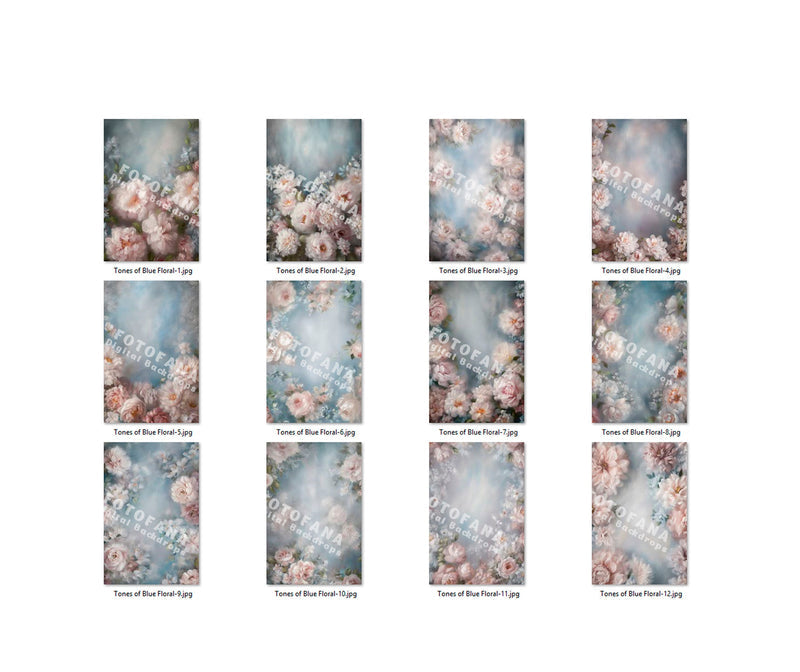 Tones Of Blue Floral Fine Art Floral Digital Backdrops Maternity Backdrop Overlay Photography Digital Background Overlays Photoshop Textures