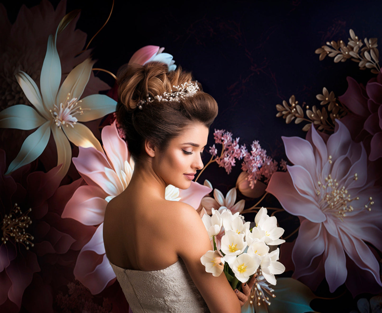 Floral Digital Backdrop Floral Fine Art Texture Digital Background Photoshop Overlays Photo Texture Overlay Maternity Overlay Photoshop JPG