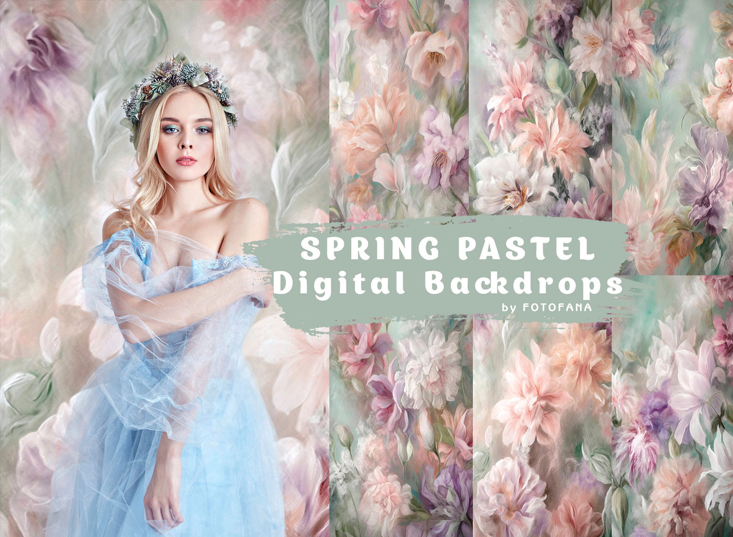 Digital Backrop Spring Backdrop Floral Fine Art Texture Digital Pastel Backdrops Maternity Backdrop Overlay Background Photoshop Textures