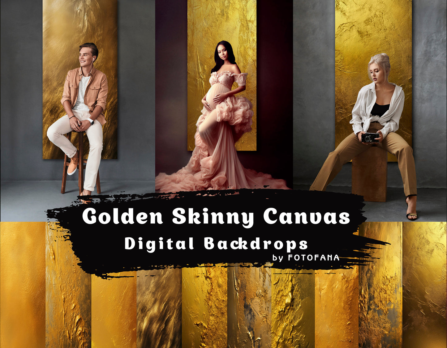 Golden Skinny Canvas Digital Backdrops
