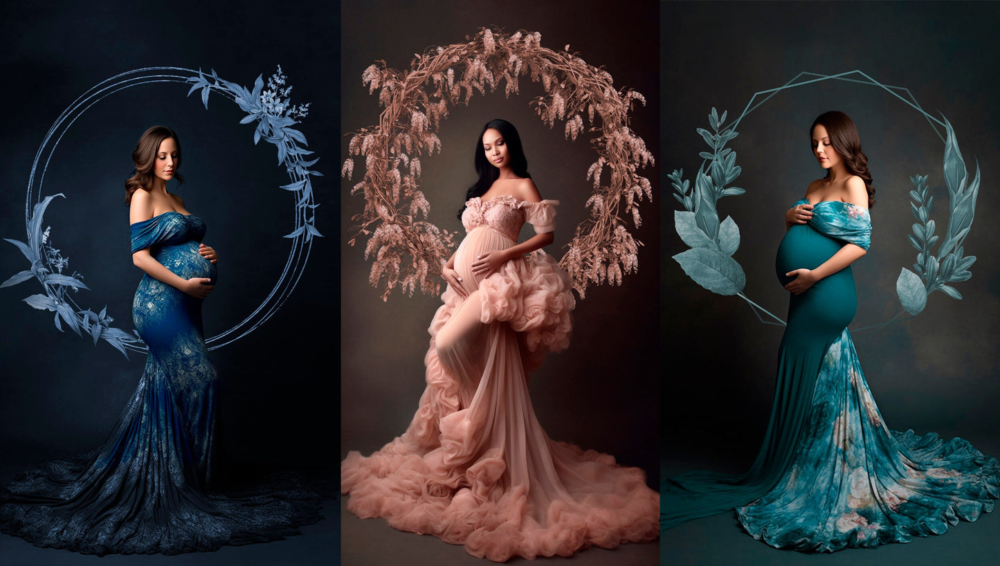 15 Flower Foliage Ring Overlays Floral Circle Halo Overlays Maternity Backdrop Overlays Studio Backdrops Fine Art Textures Digital Backdrop