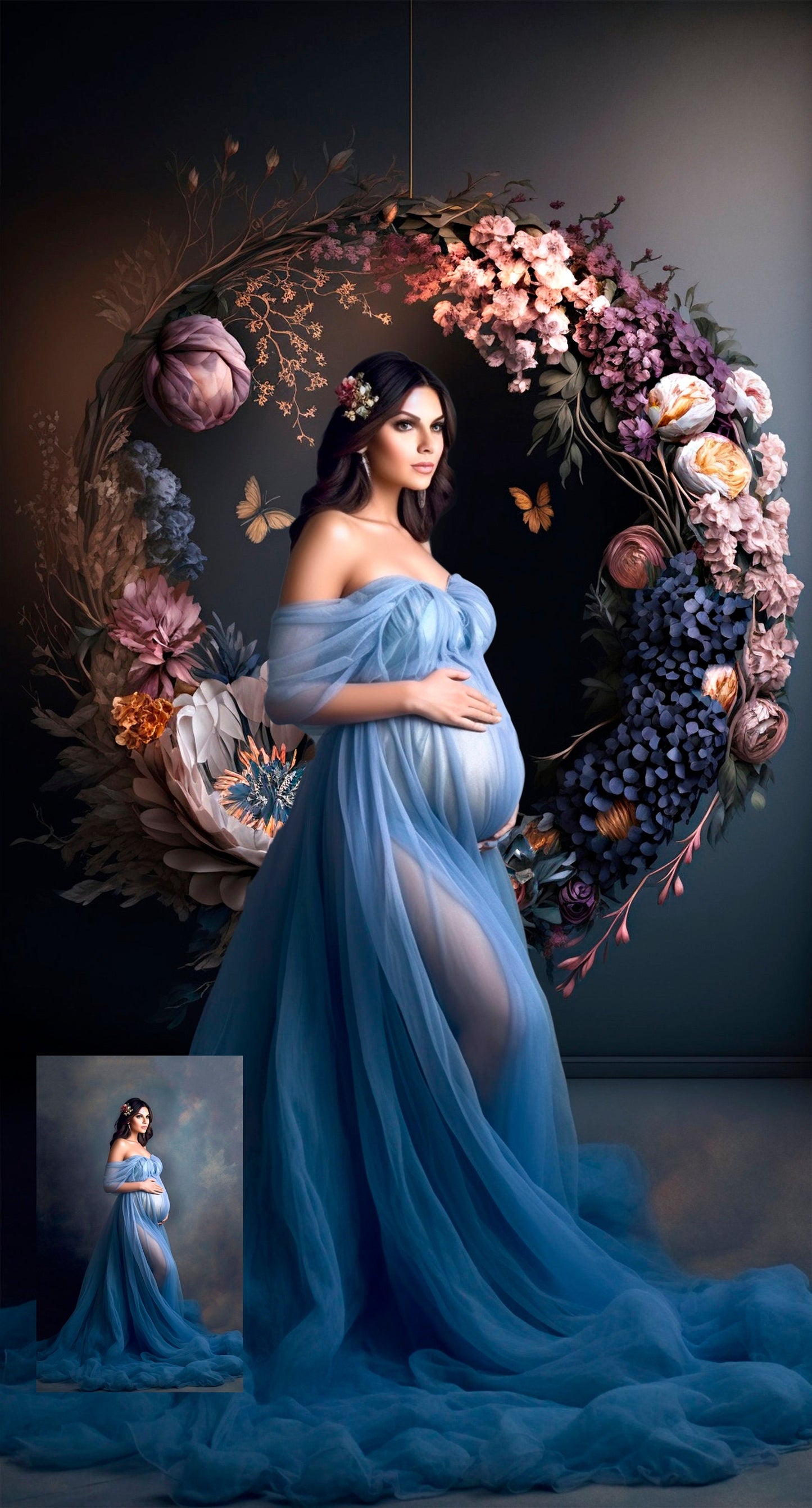 Hanging Floral Digital Halo Ring Maternity Digital Backdrops Studio Backdrop Overlays Backdrop Maternity Fine Art Textures Photoshop JPG