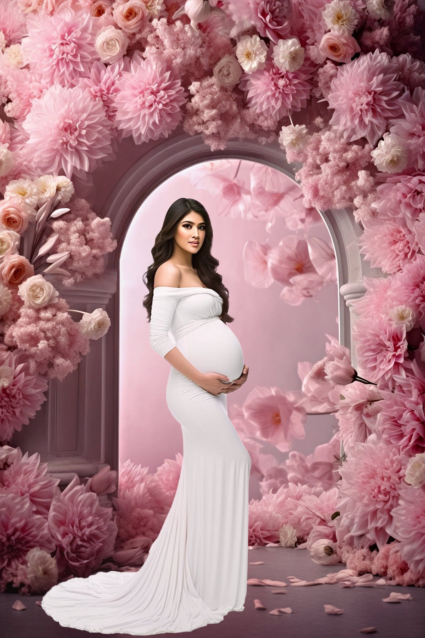 Floral Arch Digital Backdrops Flower Maternity Backdrop Overlays Studio Backdrop Overlays Fine Art Textures Pink Flower Photoshop Overlays