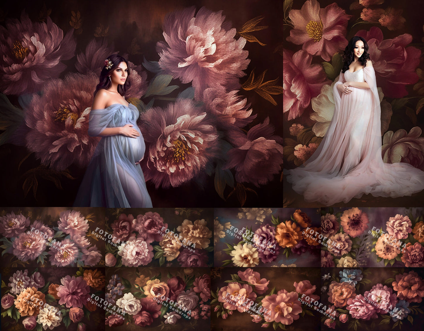 18 Digital Backdrop Floral Fine Art Textures Maternity Backdrop Overlay Photoshoop Digital Background Photoshop Floral Texture Overlays JPG