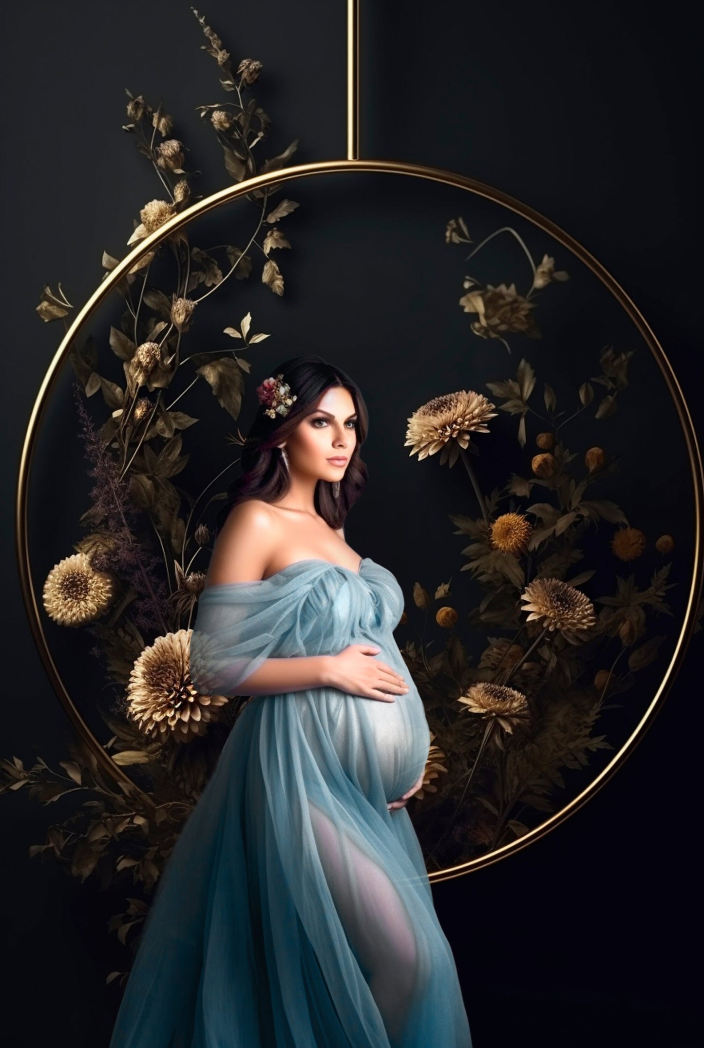 Floral Halo Maternity Hanging Rings Digital Backdrops Maternity Backdrops Studio Backdrop Photoshop Maternity Fine Art Textures Photoshop