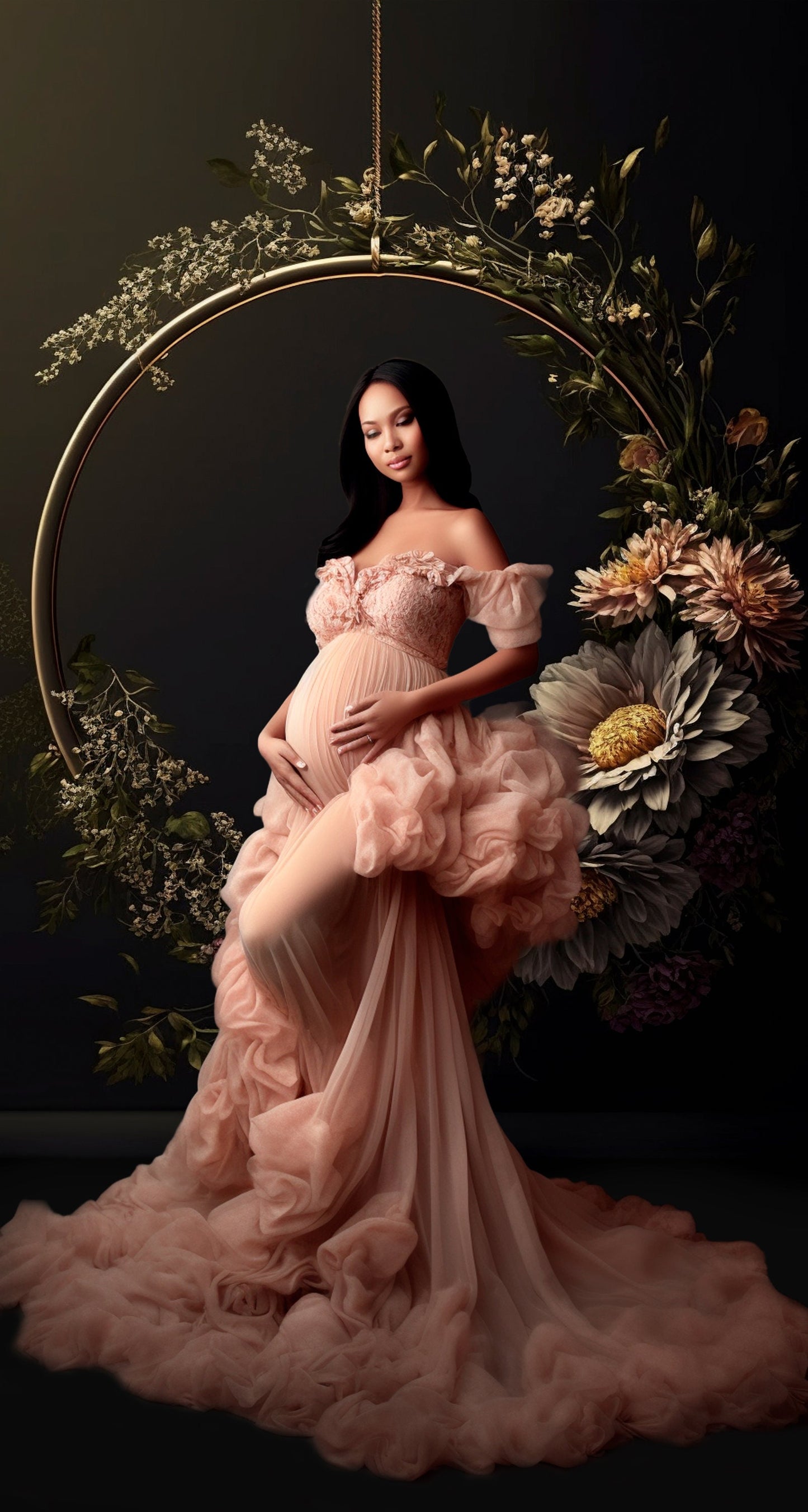 Floral Halo Maternity Hanging Rings Digital Backdrops Maternity Backdrops Studio Backdrop Photoshop Maternity Fine Art Textures Photoshop