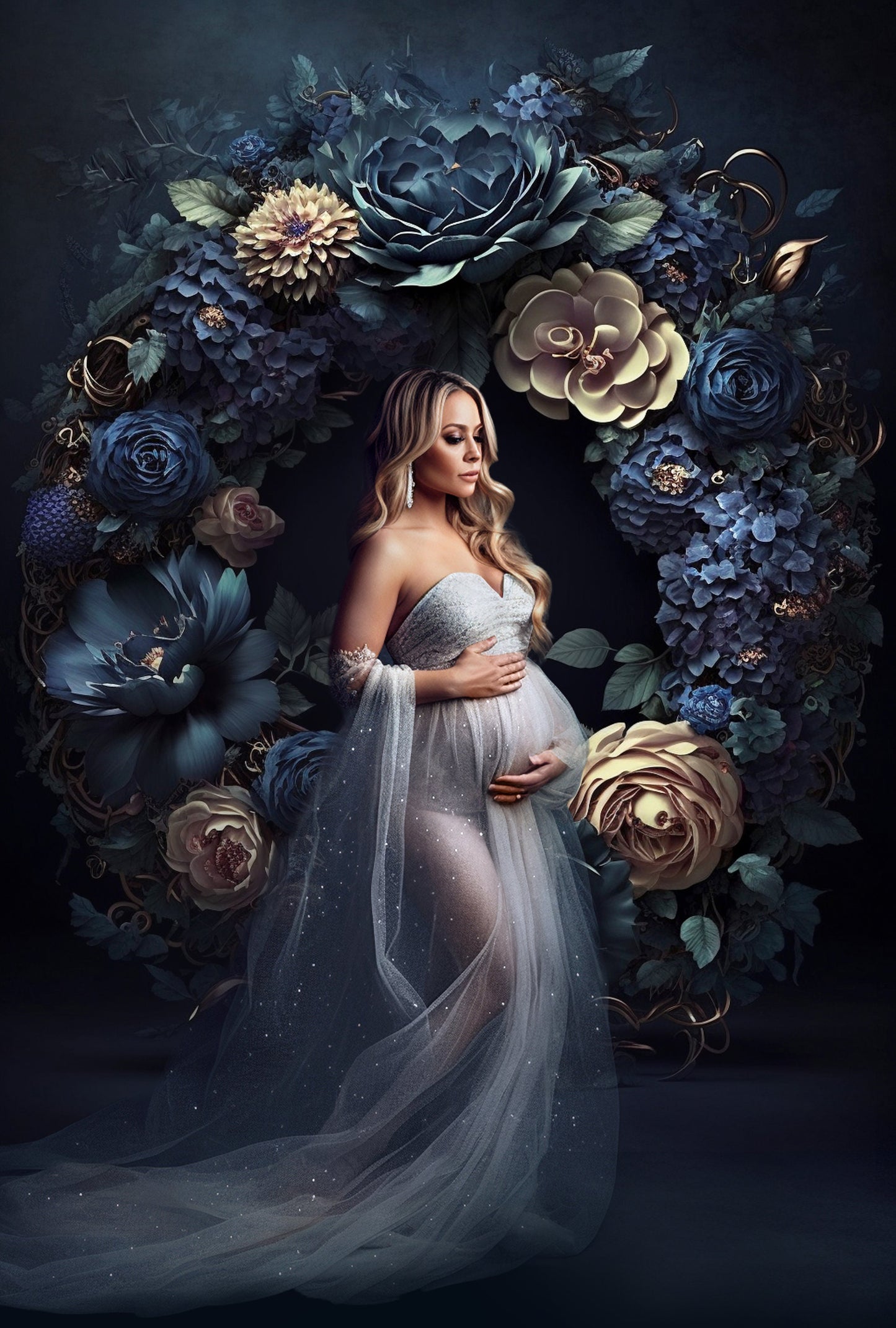 14 Floral Ring Digital Backdrops Maternity Floral Hoop Digital Backdrop Overlay Maternity Digital Backdrops for Photoshop Floral Halo