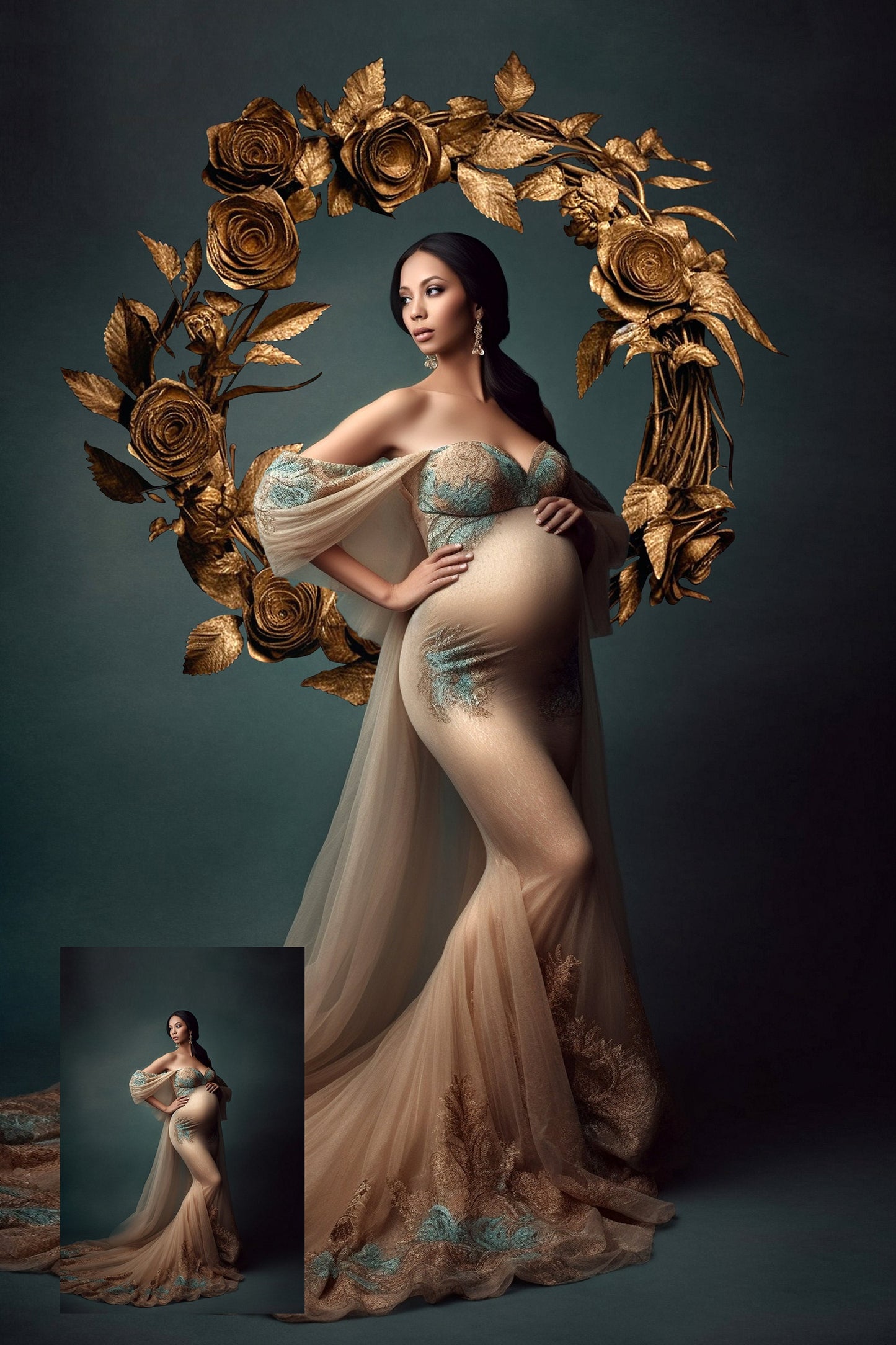 Gold Halo Floral Ring Overlays Maternity Backdrop Overlays Studio Backdrop Overlays Fine Art Textures Photoshop Golden Floral Ring Overlays
