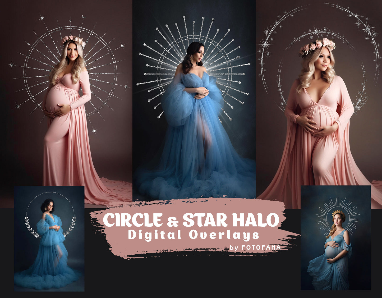 Circle Star Silver Halo Background Overlay Halo Scrapbooking Clipart Photoshop Maternity Digital Backdrop Studio Ring Overlay Png Overlays