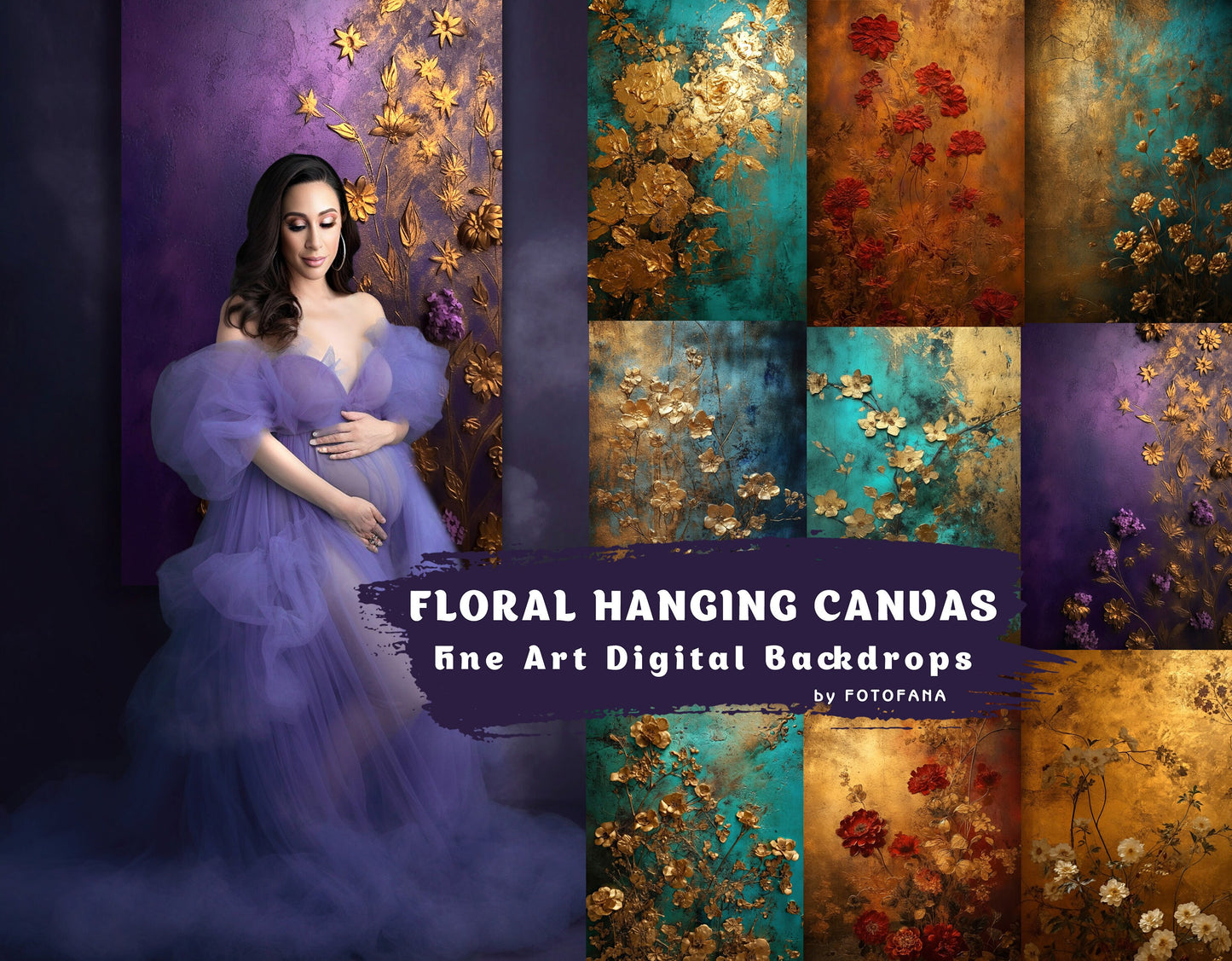 Floral Hanging Canvas Digital Background