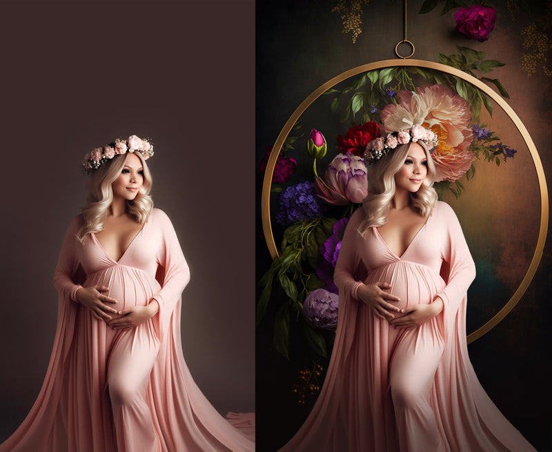 Floral Ring Digital Backdrops Maternity Floral Hoop Digital Backdrop Overlay Maternity Digital Backdrops For Photoshop Floral Halo Jpg