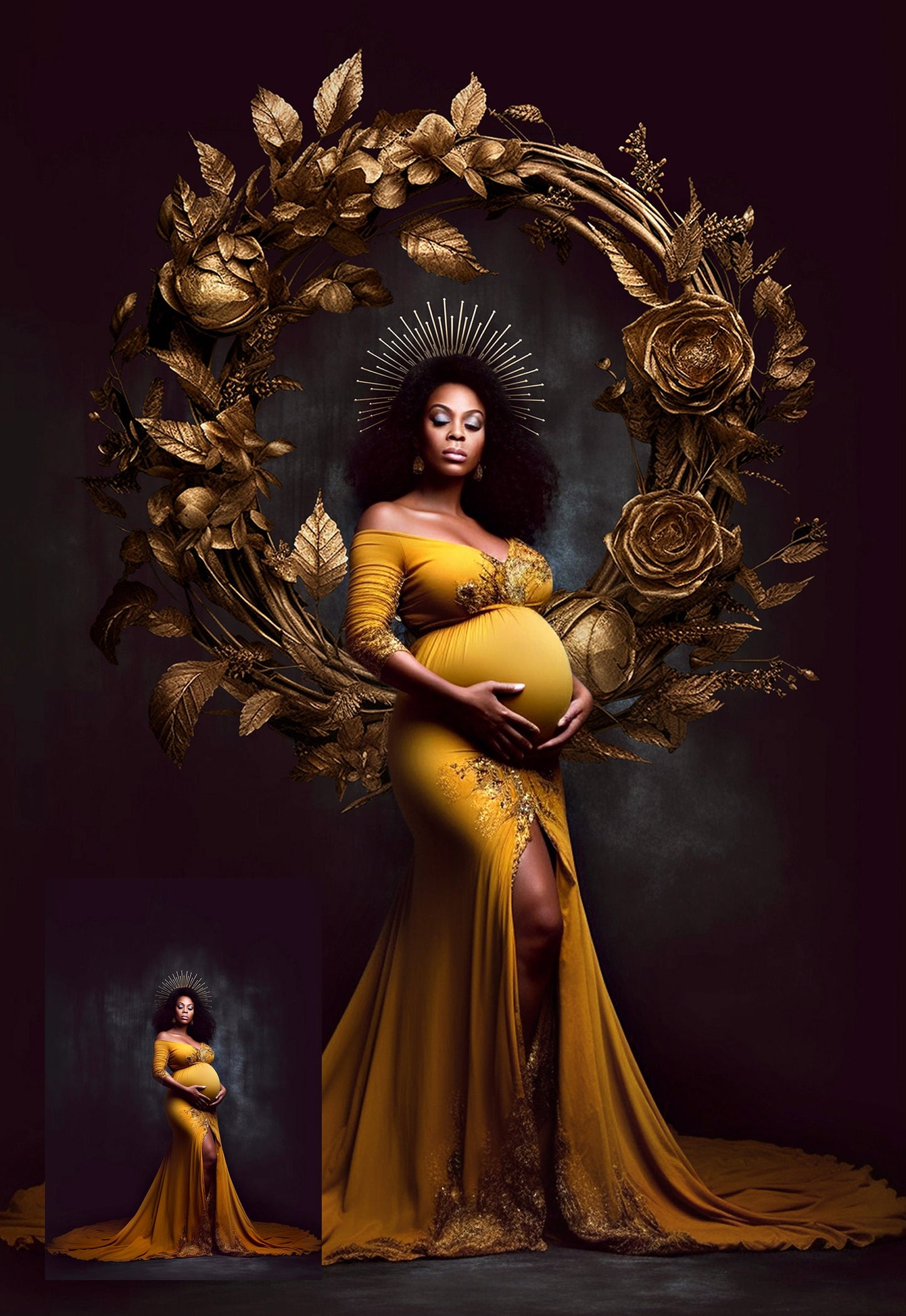 Gold Halo Floral Ring Overlays Maternity Backdrop Overlays Studio Backdrop Overlays Fine Art Textures Photoshop Golden Floral Ring Overlays