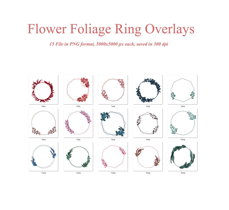 Flower Foliage Ring Overlays Floral Circle Halo Overlays Maternity Backdrop Overlays Studio Backdrops Fine Art Textures Digital Backdrop Png
