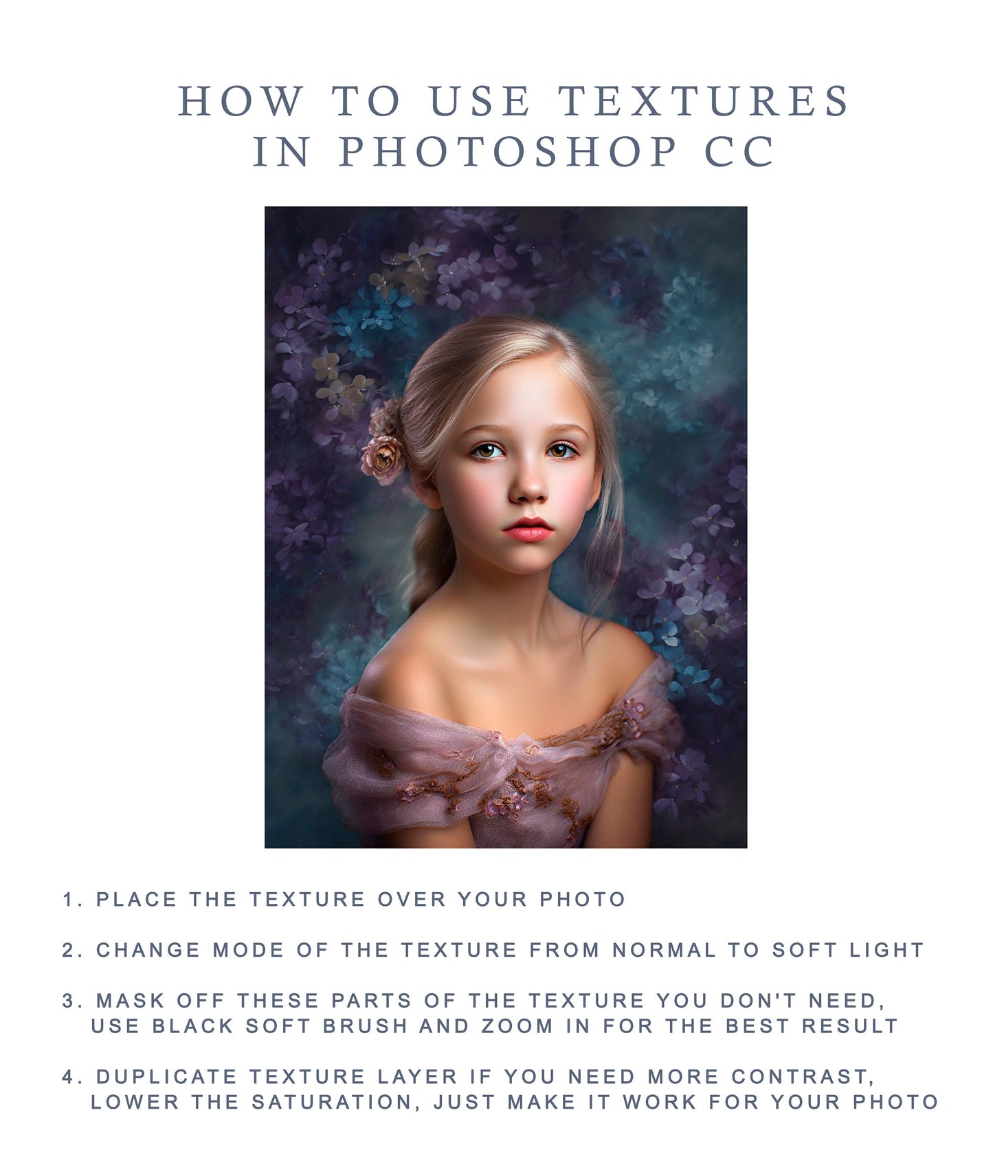 Floral Fine Art Portrait Texture, Photography Digital Background, Photoshop Overlays editing, Maternity Textures overlays, Photo Overlay