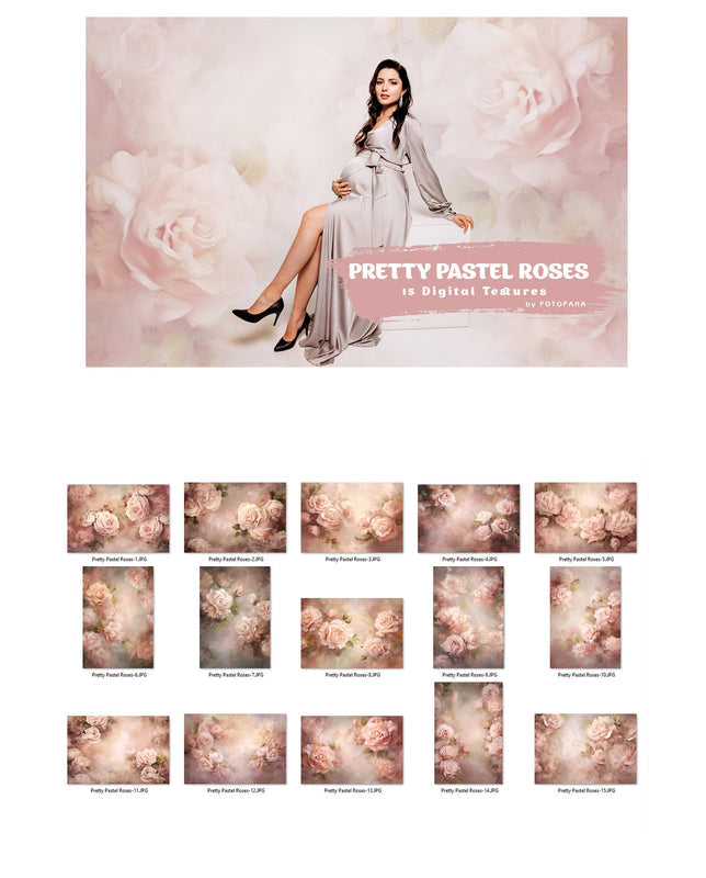 Pretty Pastel Roses Fine Art Floral Digital Backdrops Maternity Backdrop Overlay Photography Digital Background Overlays Photoshop Textures