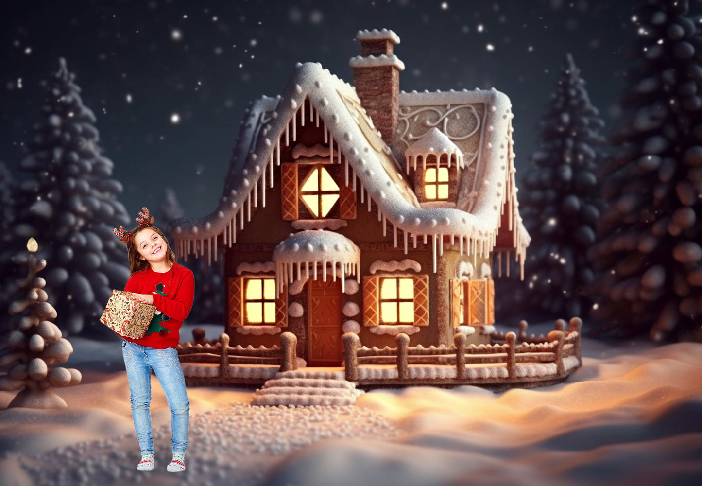 12 Gingerbread House Digital Backdrop Christmas Digital Backdrop Christmas Digital Background Fantasy Christmas Holiday Digital Backdrop JPG