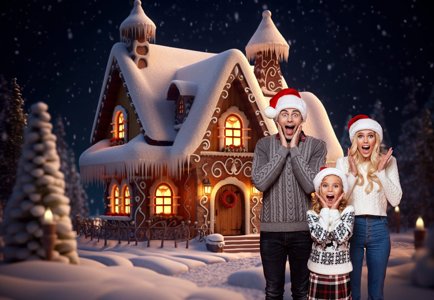 12 Gingerbread House Digital Backdrop Christmas Digital Backdrop Christmas Digital Background Fantasy Christmas Holiday Digital Backdrop JPG