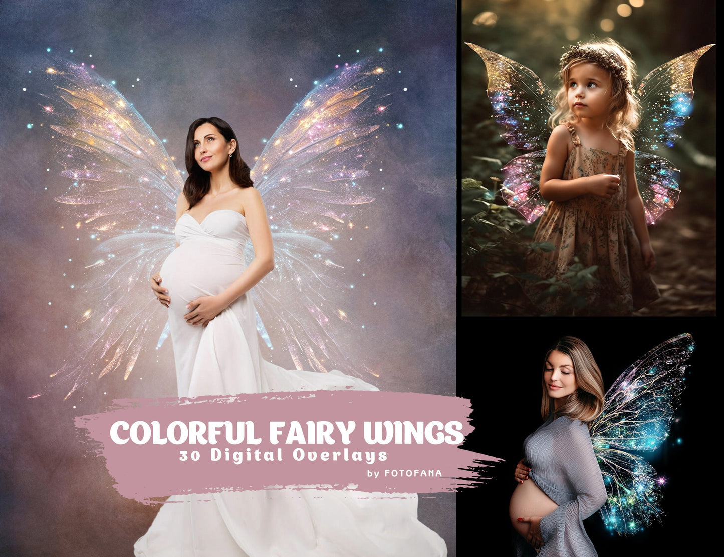 30 Colorful Fairy Wings Overlays Maternity Backdrop Overlays Studio Backdrops Photoshop Maternity Fine Art Textures Photoshop Overlays JPG