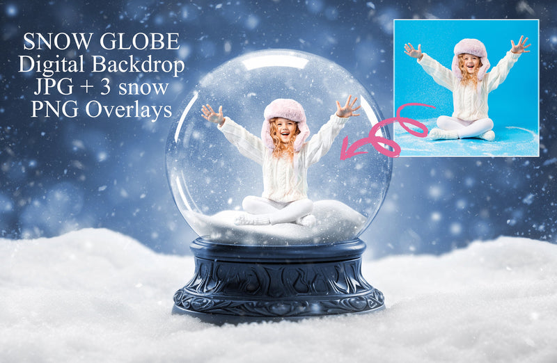 Snow Globe Background Composites Christmas Backdrop Photography Compositions Digital Winter Overlay Fantasy Holiday Digital Backdrop Snow