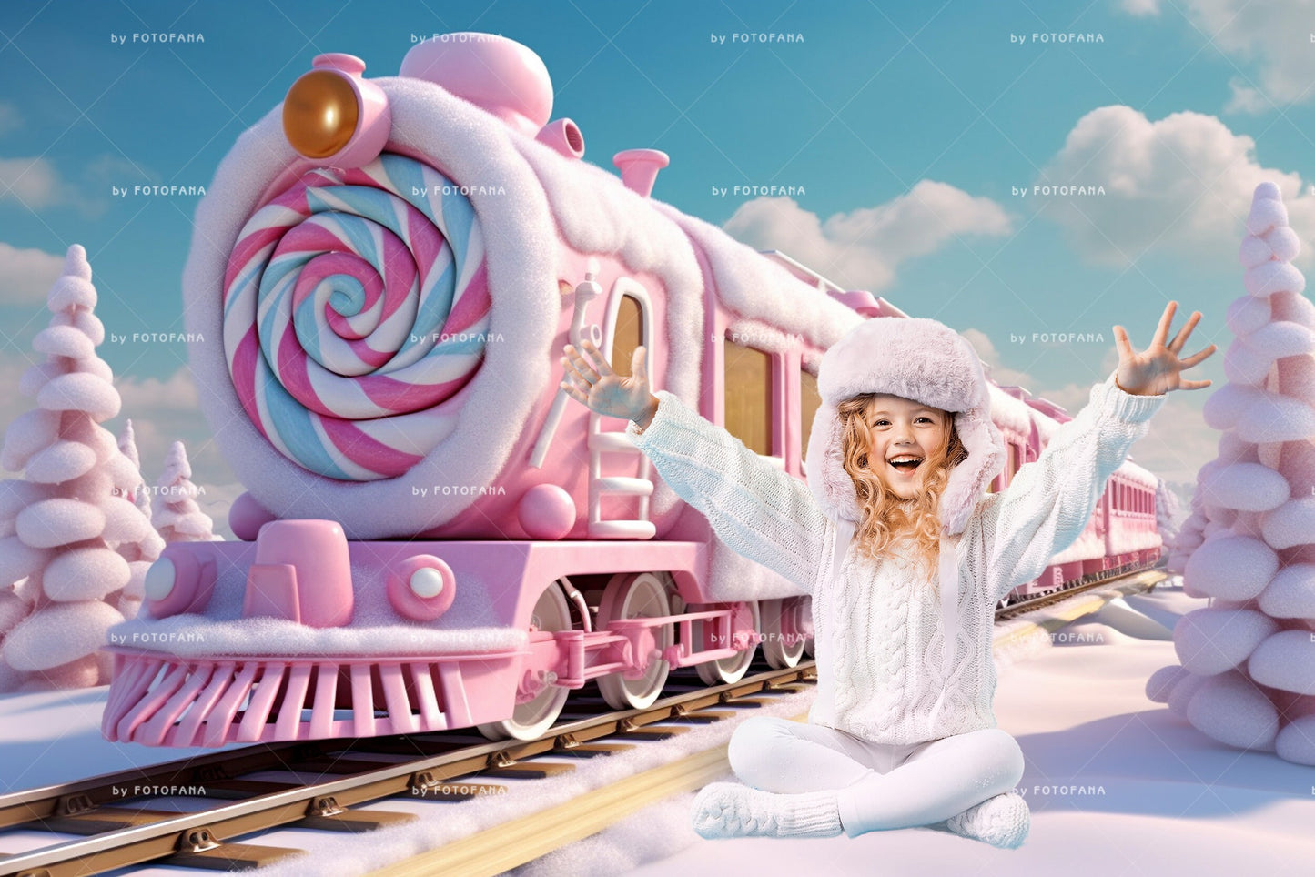 5 Polar Express Christmas Digital Backdrop for Kids North Pole Train Overlay Candy Christmas Train Photography Composite on Snow Winter JPG