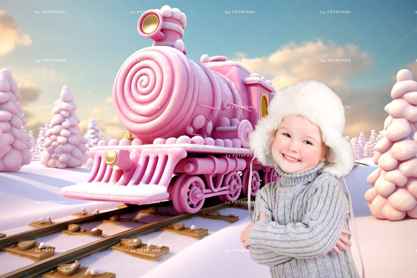 5 Polar Express Christmas Digital Backdrop for Kids North Pole Train Overlay Candy Christmas Train Photography Composite on Snow Winter JPG