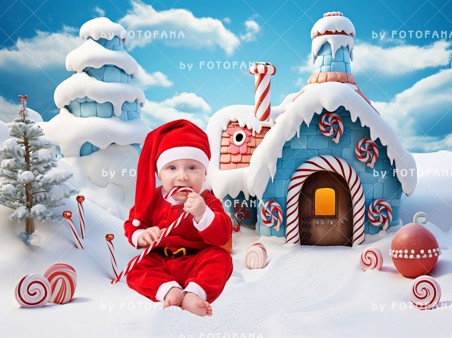 Christmas Digital Backdrop Photography Fantasy Gingerbread Candycane Village Background Fantasy Christmas Overlay Kids Candy Land Backdrops