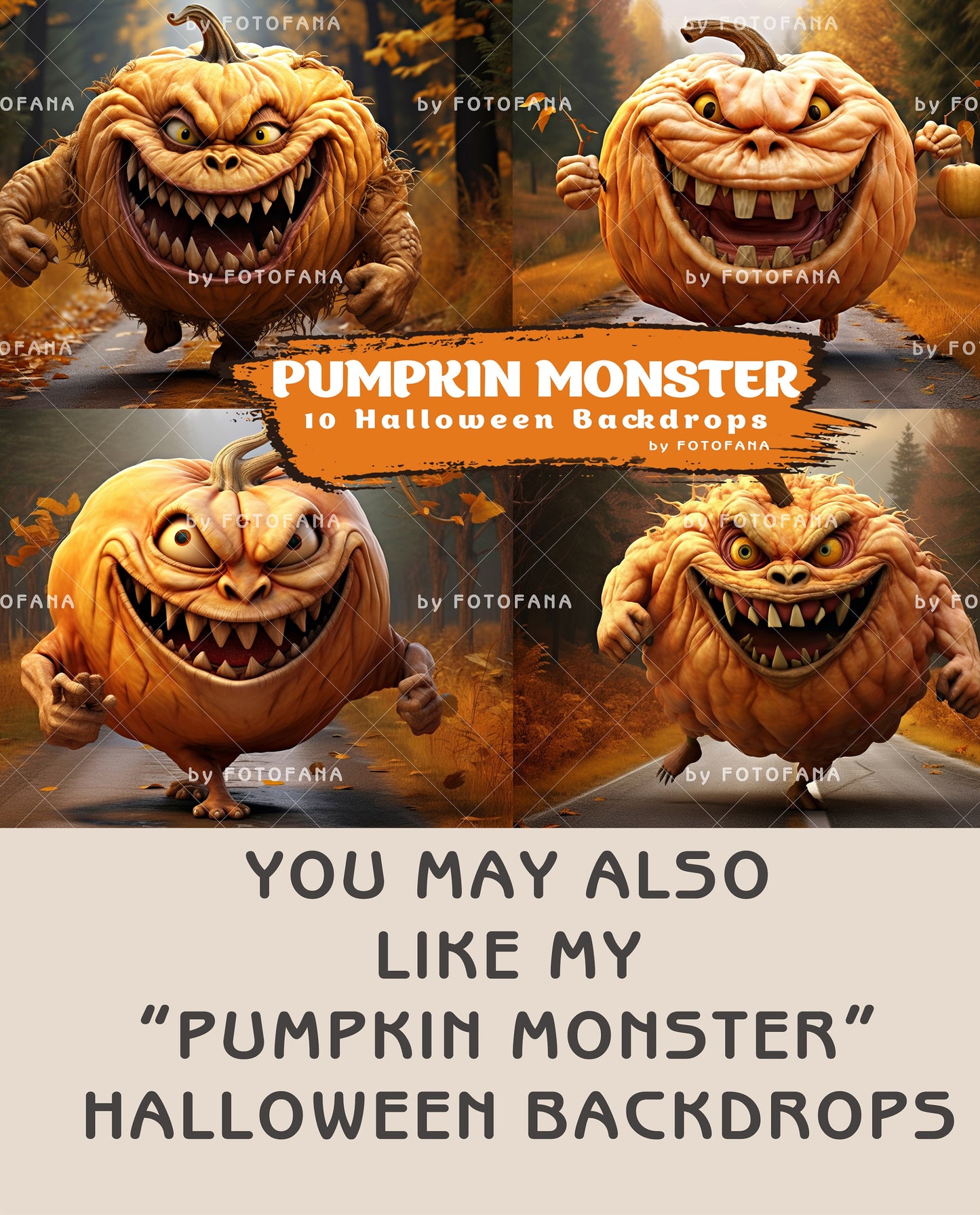 Halloween Digital Backdrop Spooky Haunted House Background Halloween Autumn Path Overlay with Pumpkins Halloween Composite Instant Download