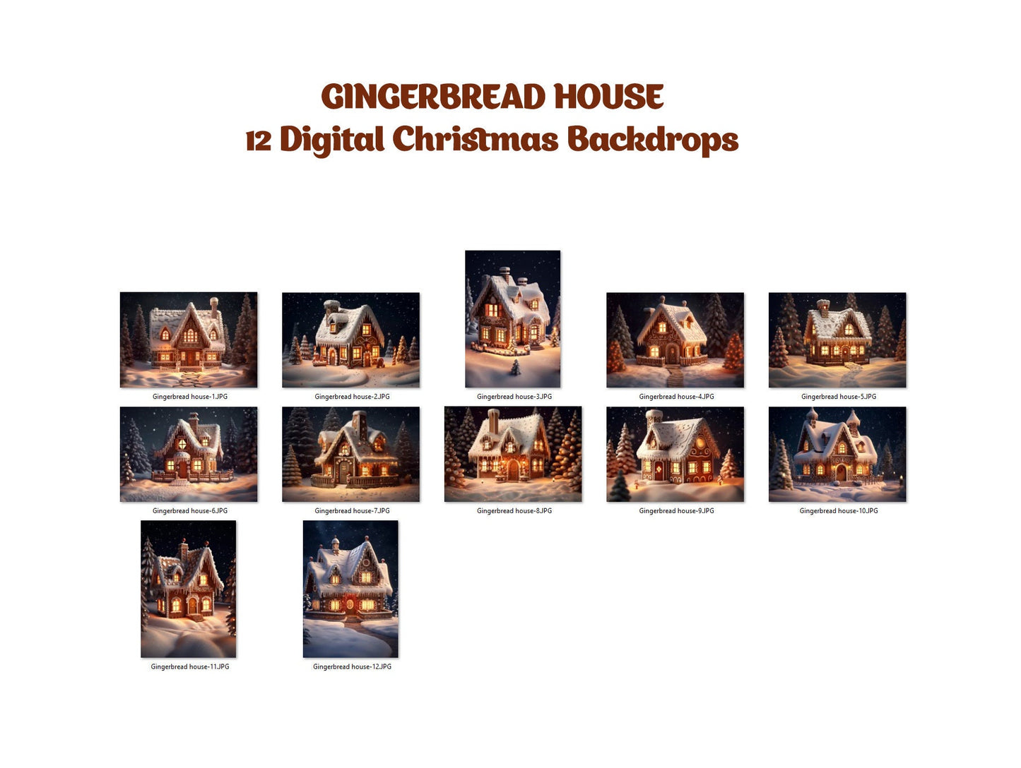 12 Gingerbread House Digital Backdrop Christmas Digital Backdrop Christmas Digital Background Fantasy Christmas Holiday Digital Backdrop JPG