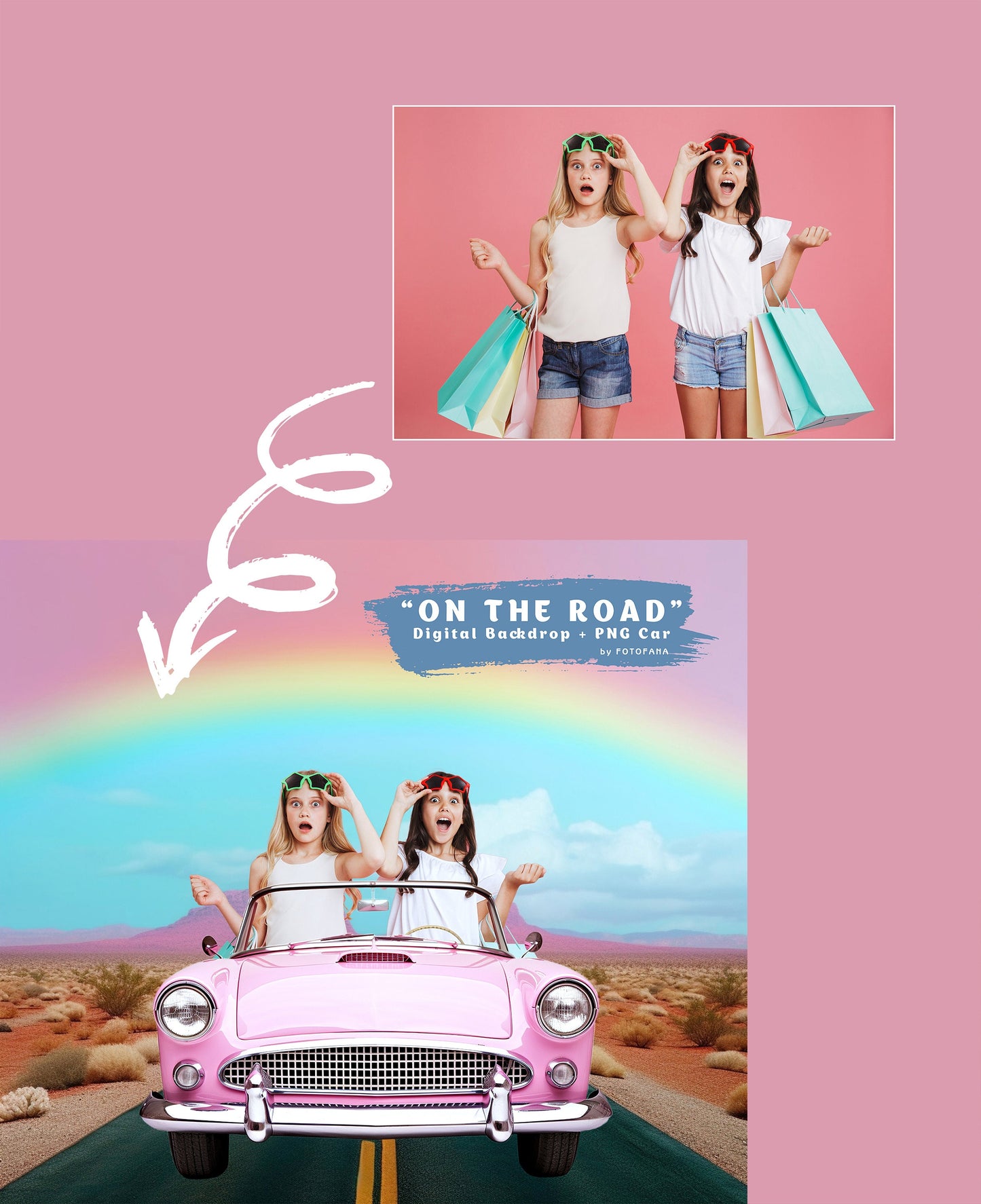 Pink CAR Overlay Background Digital Pink Doll Car Digital Backdrop Dolly Photography Composite Photoshop Fantasy Backdrop Dolly Dream PNG