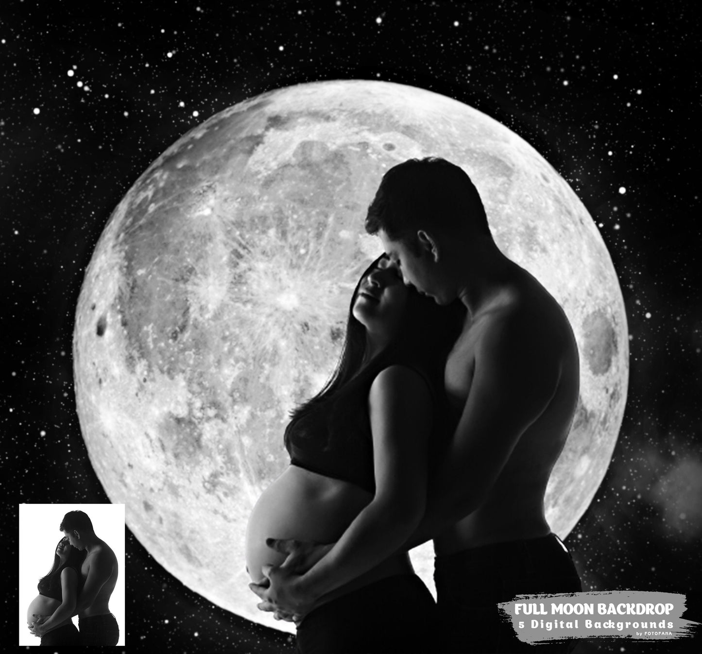 5 Full Moon Backdrop Full Moon Overlay Digital Backgrounds For Photography Maternity overlay Photoshop Editing Maternity Backdrop Fine Art