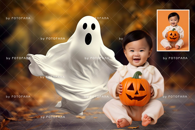 Trick‑Or‑Treat Ghost Halloween Backdrop