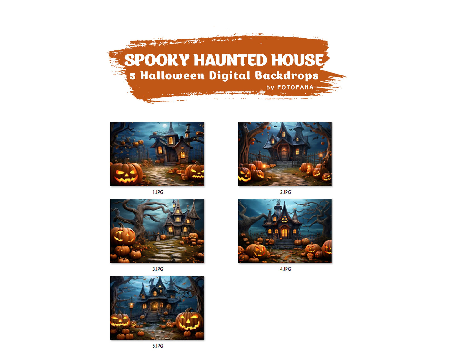 Halloween Digital Backdrop Spooky Haunted House Background Halloween Autumn Path Overlay with Pumpkins Halloween Composite Instant Download