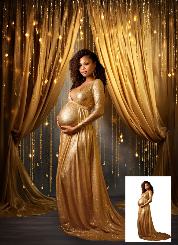 Maternity Digital Backdrop Photo Backdrop For Photographers Textures Digital Background Overlays Maternity Backdrops Gold Crystal Curtains