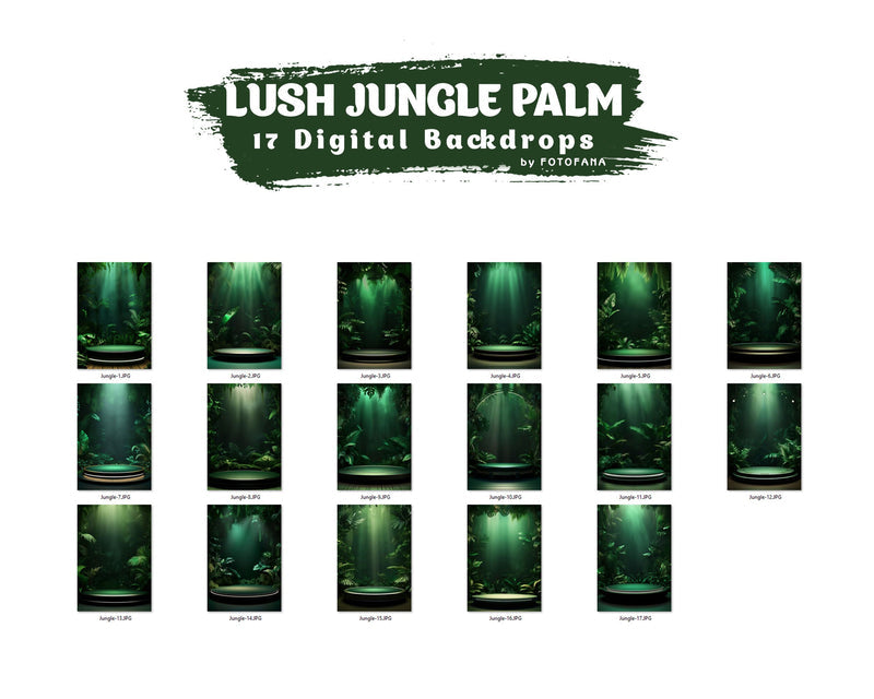 Lush Jungle Palm Digital Backdrops Tropical Backdrop Maternity Backdrop Overlays Studio Backdrop Fine Art Textures Photoshop Overlays Jpg