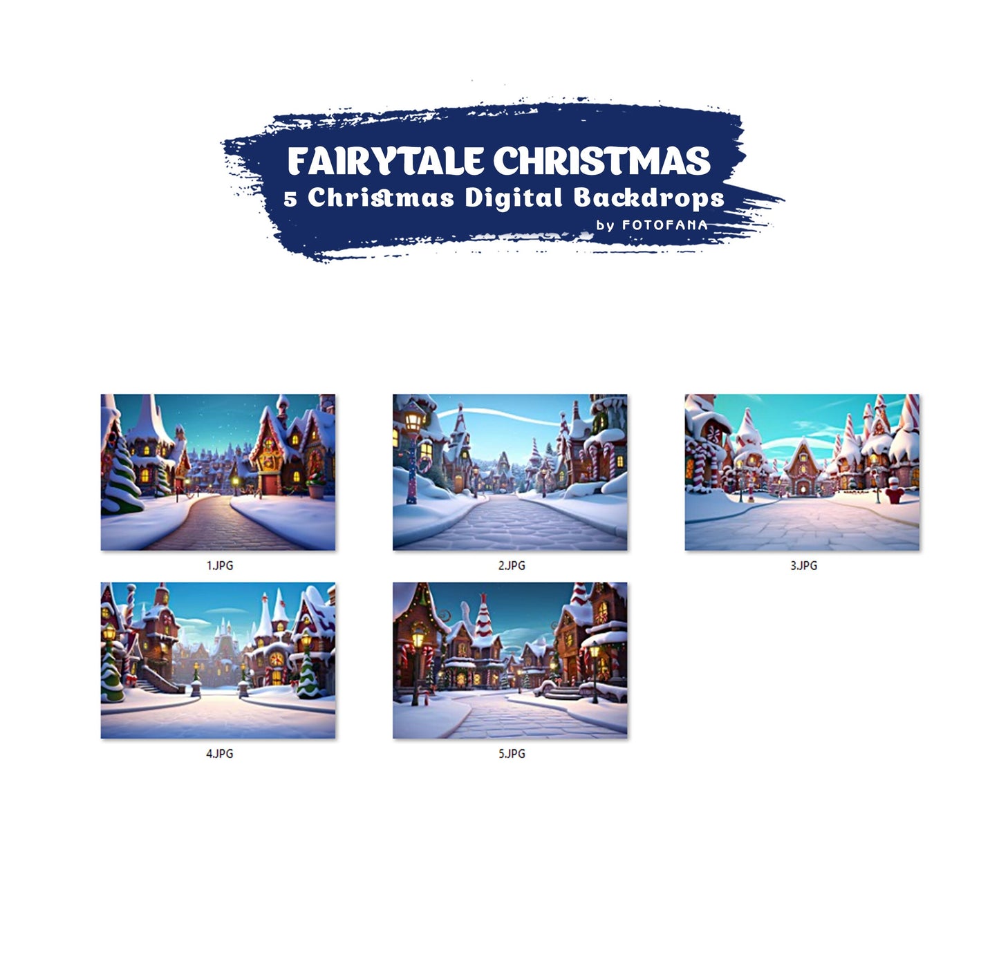 5 Christmas Digital Backdrop Photography Fantasy Fairytale Candycane Village Background Fantasy Christmas Overlay Kids Candy Land Backdrop