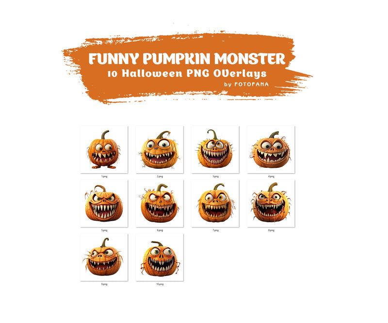 Halloween Pumpkin Clipart Digital Overlay PNG