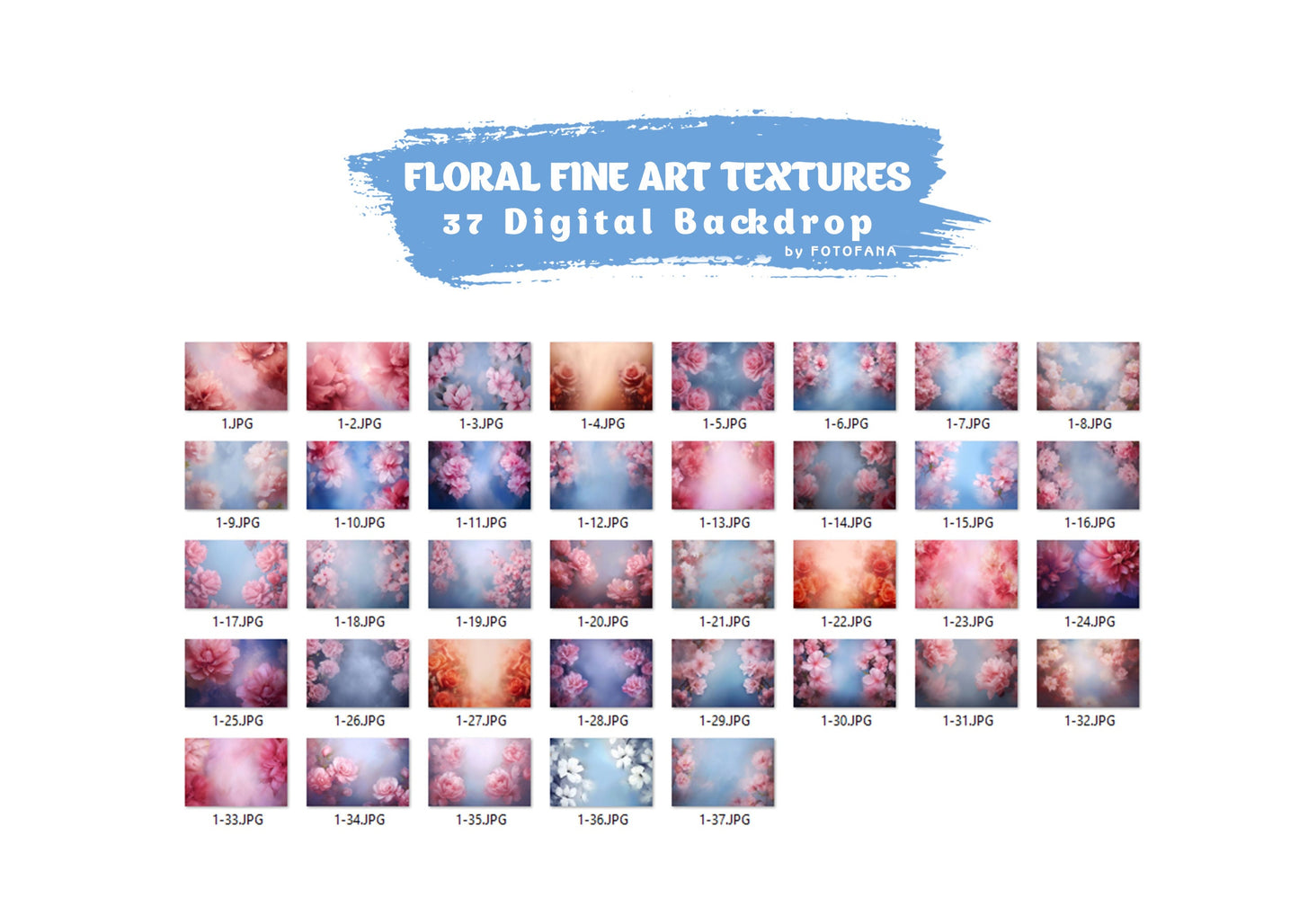 37 Floral Fine Art Textures Floral Digital Backdrops Maternity Backdrop Overlay Photography Digital Background Overlays Photoshop Textures