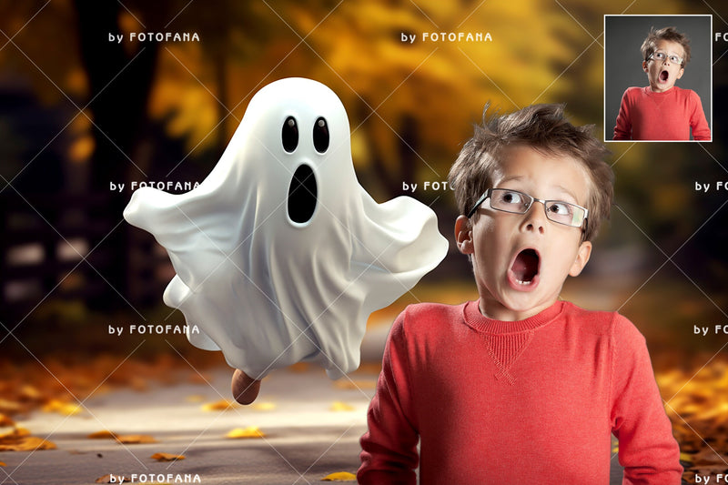 Trick‑Or‑Treat Ghost Halloween Backdrop