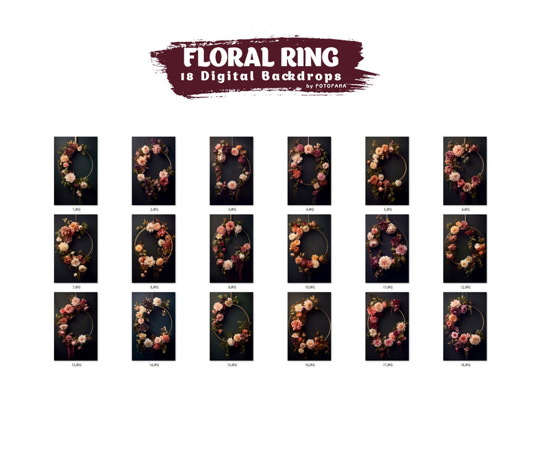 Floral Ring Digital Backdrop Maternity Floral Hoop Digital Backdrop Overlay Maternity Background Floral Hanging Floral Backdrop Hoop Wreath