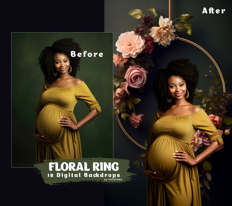 Floral Ring Digital Backdrop Maternity Floral Hoop Digital Backdrop Overlay Maternity Background Floral Hanging Floral Backdrop Hoop Wreath