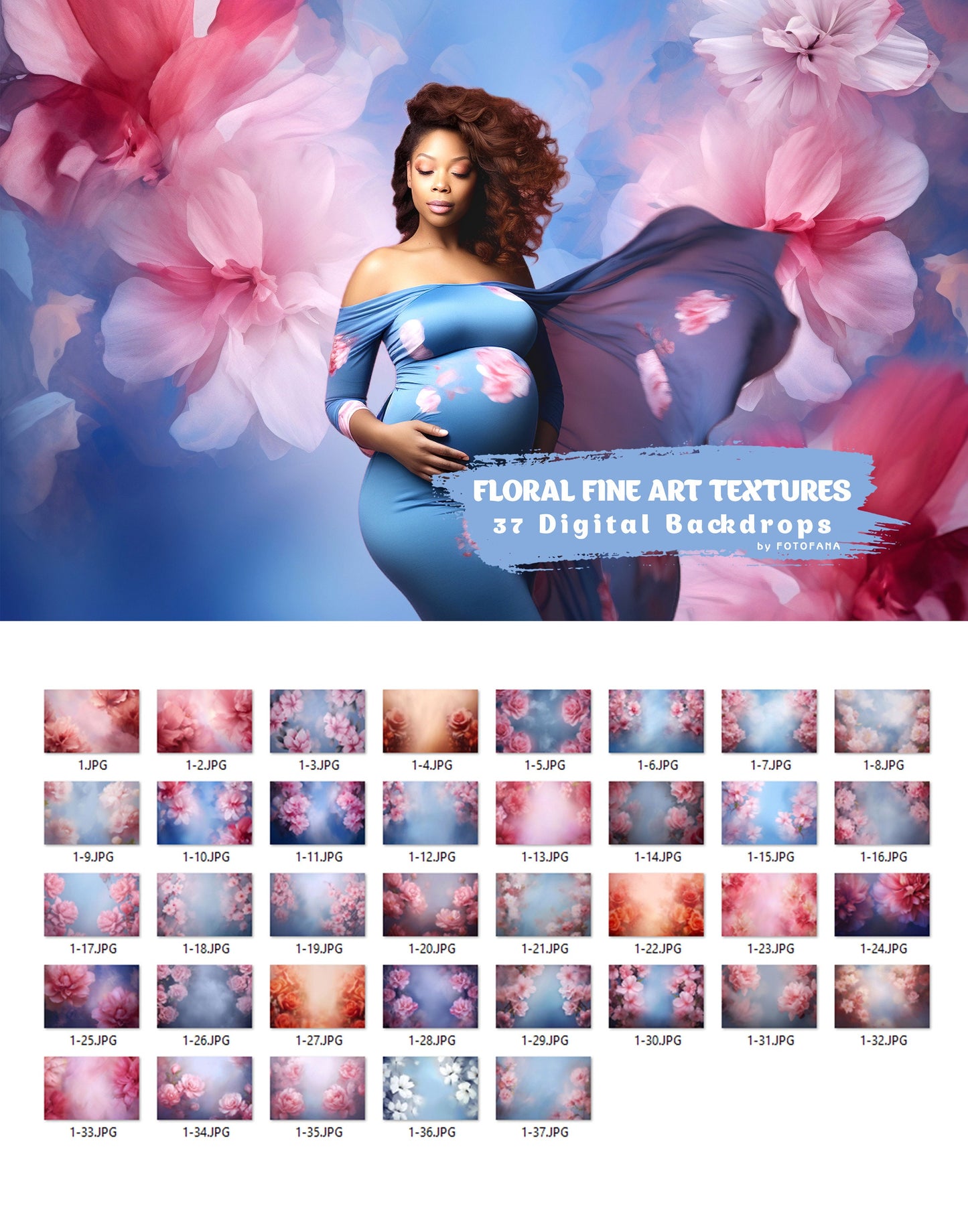 37 Floral Fine Art Textures Floral Digital Backdrops Maternity Backdrop Overlay Photography Digital Background Overlays Photoshop Textures